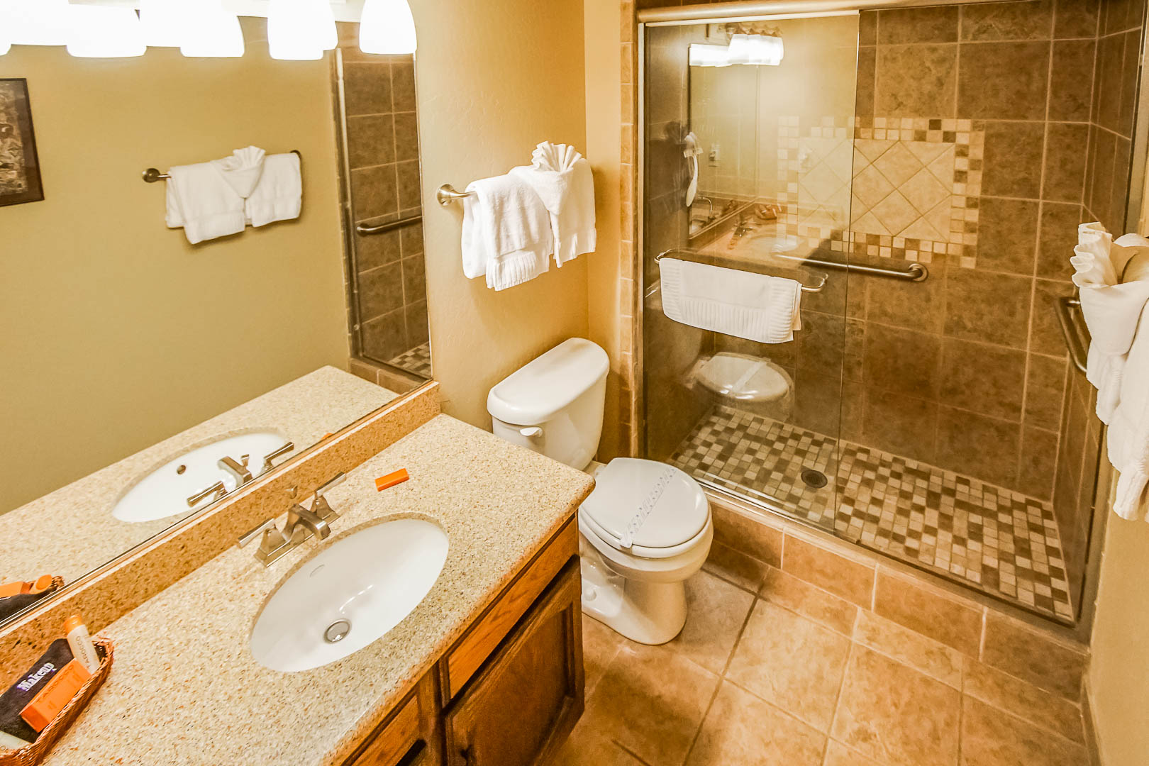 A crisp and clean bathroom at VRI's Villas of Sedona in Arizona.